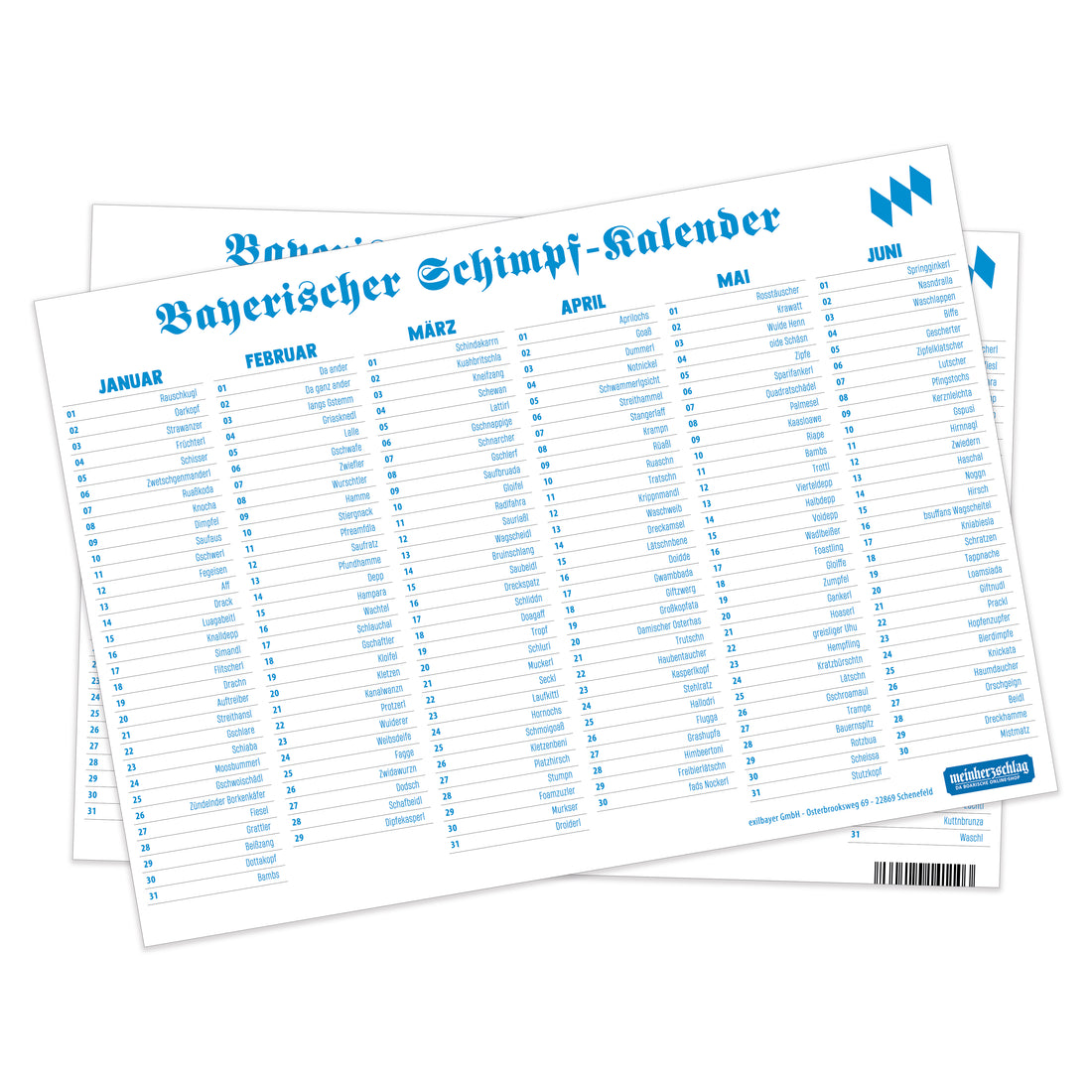 Jahresplaner &quot;Bayerischer Schimpf-Kalender&quot;